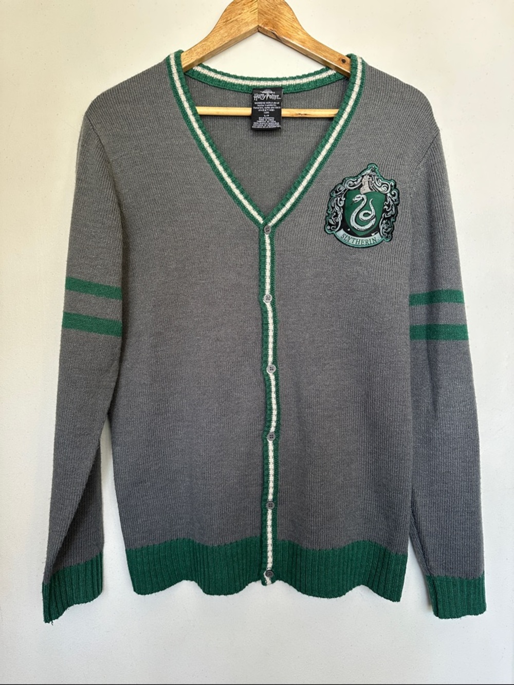 Harry Potter Slytherin Gray & Green V-Neck Cardigan